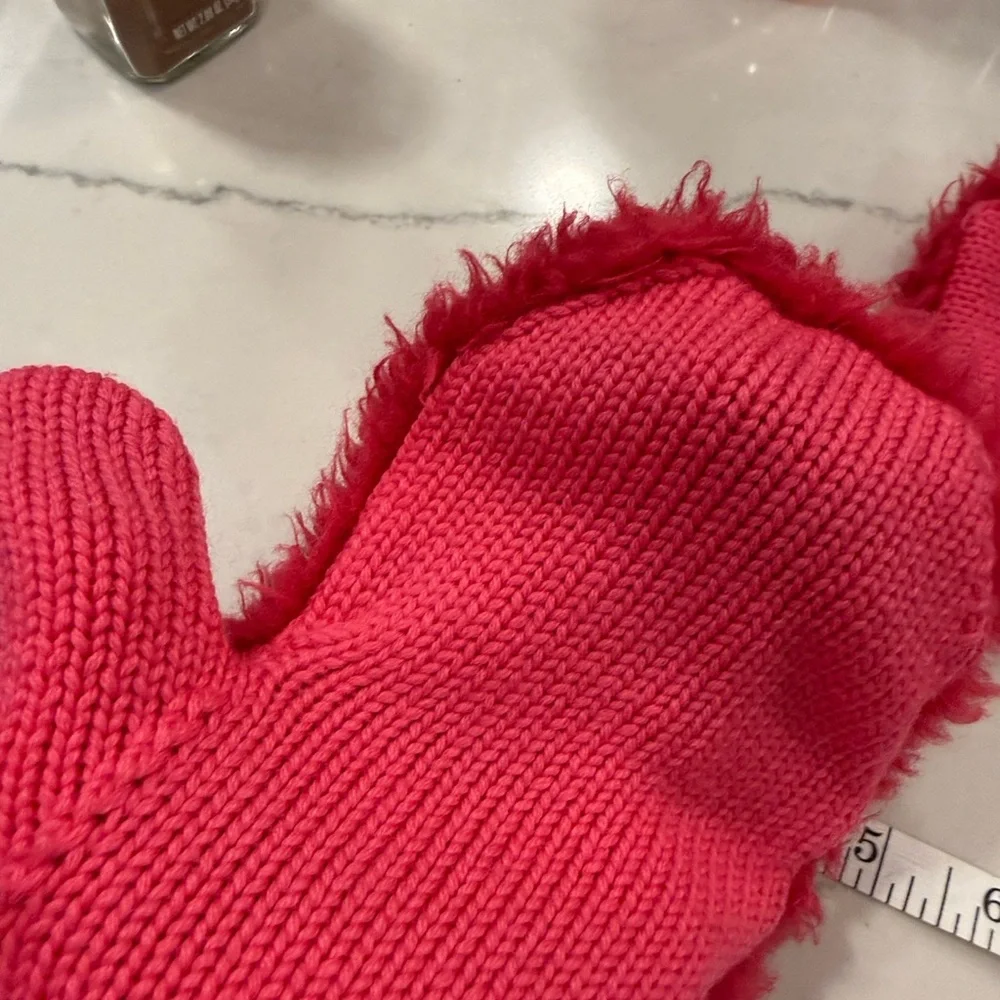 Moncler Pink Faux Fur Mittens